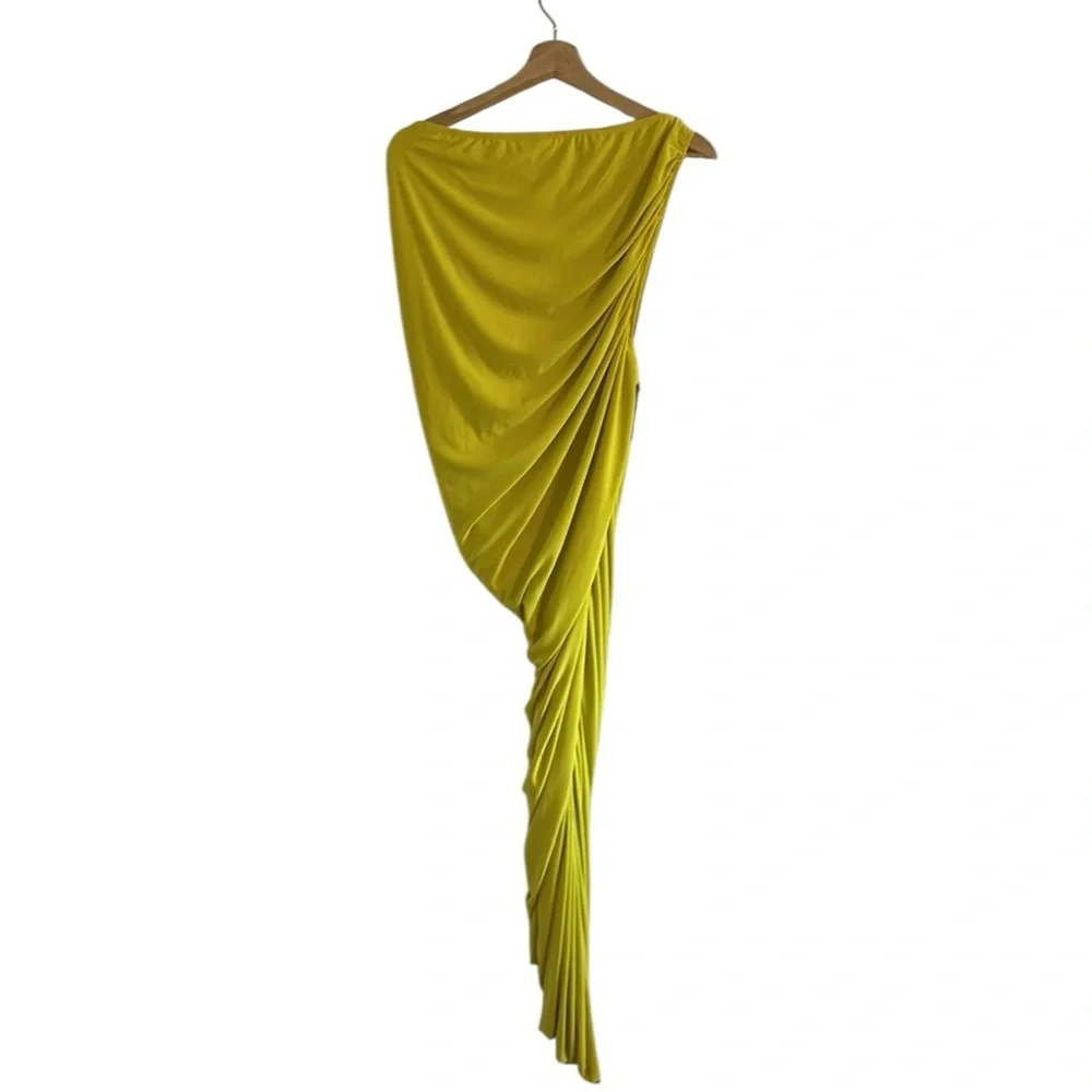 Norma Kamali‎ Diana To Knee One Shoulder Ruched Dress XL Buttermilk Yellow NWT - Picture 5 of 10